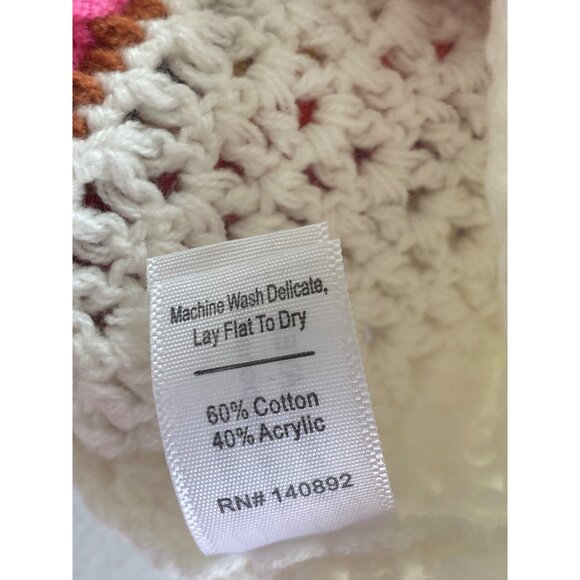 NWT Marine Layer $118 Crochet Crop Top W's XS Caro Tank White Rainbow Trim - Picture 14 of 16